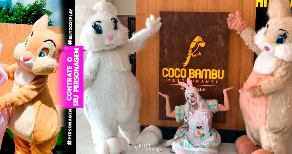 Coelho da Páscoa se divertindo no Shopping