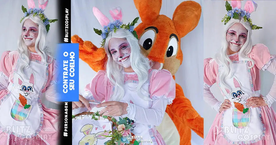 coelhete rosa com seu amigo coelho laranja
